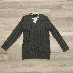 MEROKEETY Gray Womens Long Sleeve Cable Knit duster length Cardigan